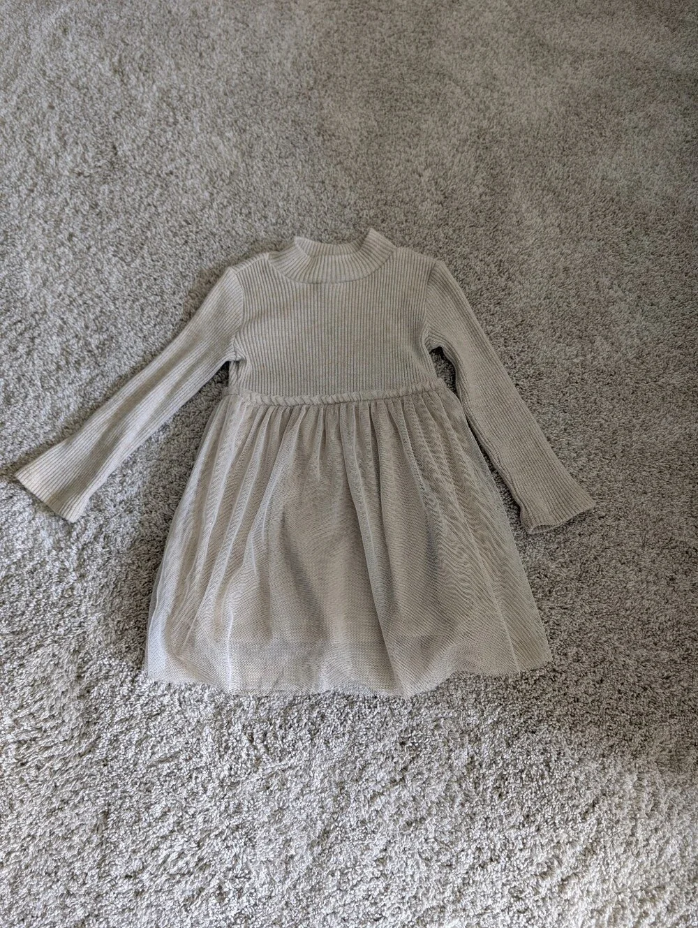 Oshkosh B'gosh Cream Long Sleeve Tulle Skirt Dress - 4T